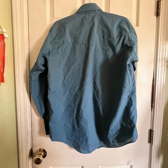 Men's Blue western snap button Dress Shirt - Picture 8 of 13